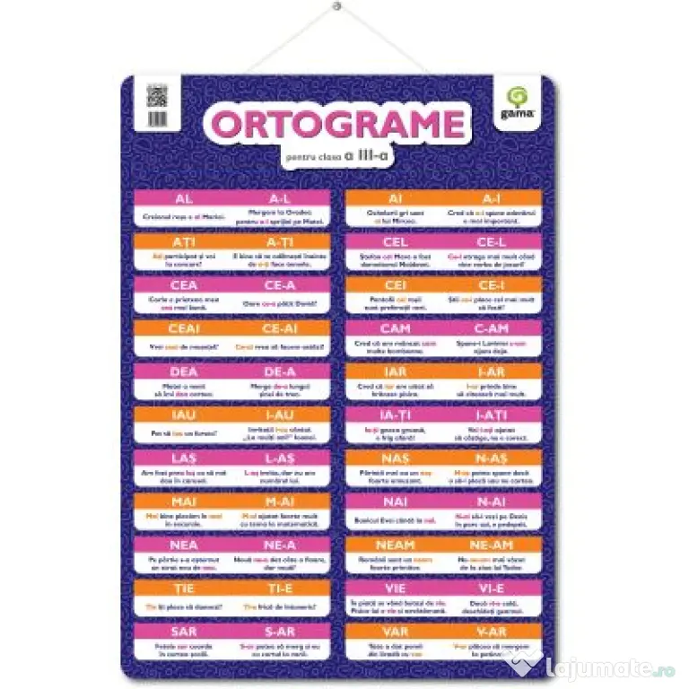 Plansa ORTOGRAME pentru clasa a 3-a