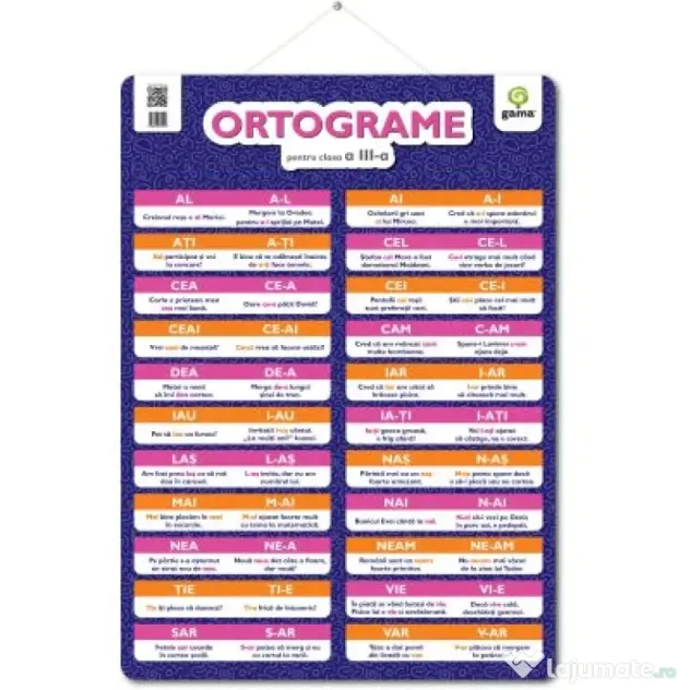 Plansa ORTOGRAME pentru clasa a 3-a