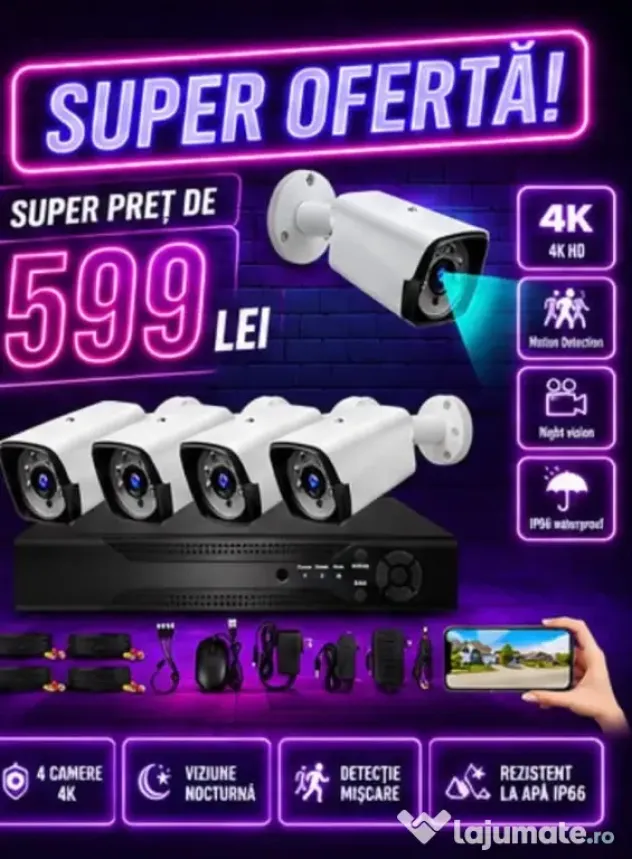Vindem si Montam Camere Supraveghere Video KIT Complet 4/8/12 CAMERE