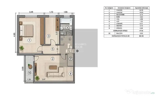 Ap. 2 camere decomandat 51mp Bd. Al. Obregia /P-ta Cultur... - Bucuresti (Bucuresti-Ilfov)