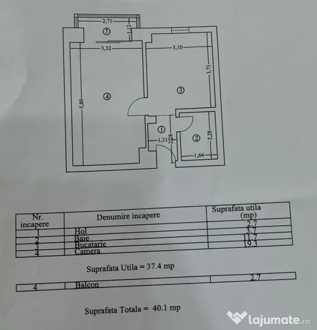 Apartament cu o cameră 40mp parter cu balcon zona Bratia... - Constanta (Constanta)