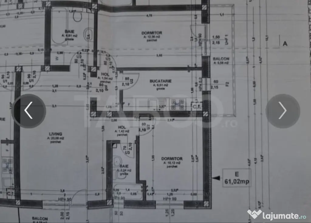 Apartament 3 cam | 71 m² utili | 2 băi | 2 balcoane | Parcare | Mobilat | Etaj 2