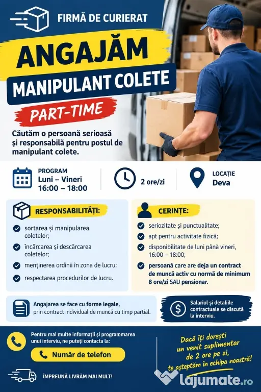 ANGAJĂM MANIPULANT COLETE – PART-TIME