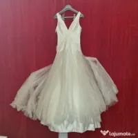Rochie de mireasă tip Prințesă / A-Line, din tull fluid, mărimea 38-40