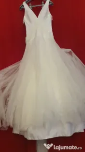 Rochie de mireasă tip Prințesă / A-Line, din tull fluid, mărimea 38-40 