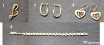 Cercel, pandantiv, lant, cruce – aur 14k
