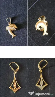 Cercel, pandantiv, lant, cruce – aur 14k 