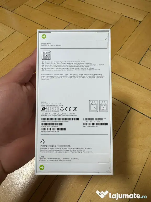 Vand 2 iPhone 18 pro Burgundy si unul Black, 256 GB, sigilat