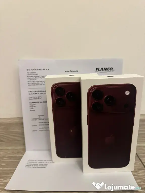 Vand 2 iPhone 18 pro Burgundy si unul Black, 256 GB, sigilat
