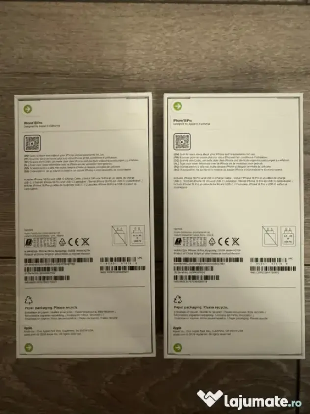Vand 2 iPhone 18 pro Burgundy si unul Black, 256 GB, sigilat