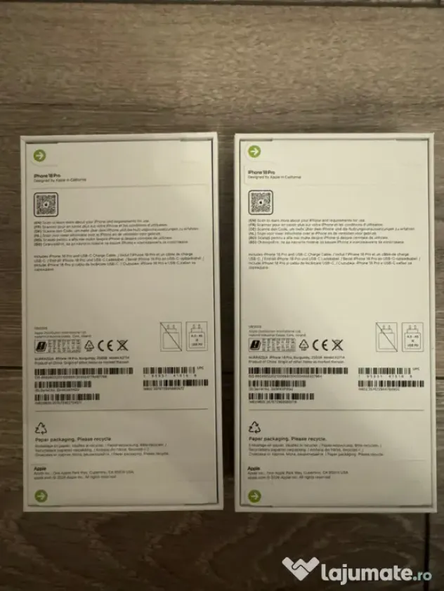 Vand 2 iPhone 18 pro Burgundy si unul Black, 256 GB, sigilat