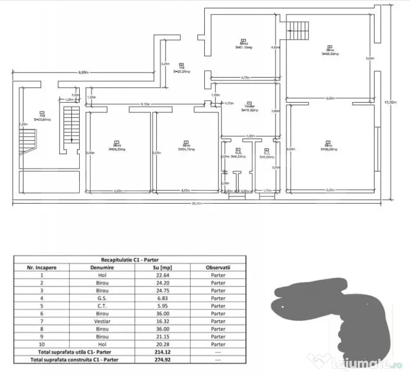 Spatiu comercial 5 incaperi, 214 mp, zona Centrala - Turda (Cluj)