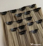 Extensii par blond saten clip-on - set complet 