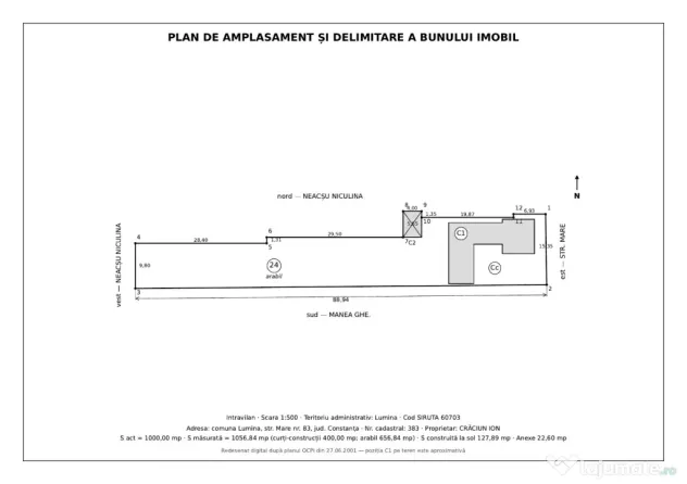 Teren 1.056Mp Cu Casă Și Spațiu Comercial – Lumina, Strada Mare Nr. 83 PROPIETAR