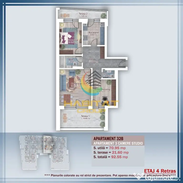 Pallady 3 camere decom.71 mp + terasa 22 mp mutare rapida - Bucuresti (Bucuresti-Ilfov)