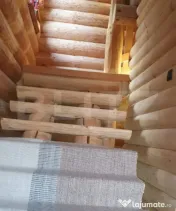 Cabana din bustean masiv si o suprafata de teren de 9000 mp