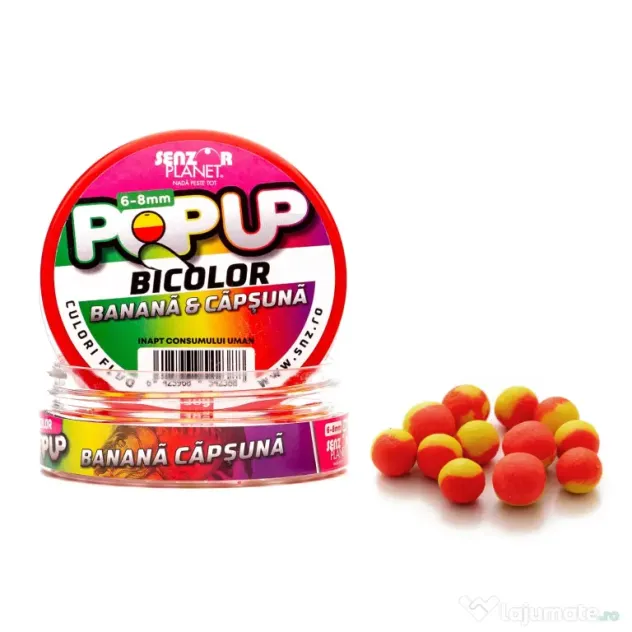 Pop-Up Bicolor Banana & Capsuna Senzor, 6-8mm, 30gr