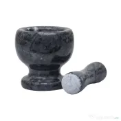 Mojar cu pistil, din marmura, diametru 10cm, inaltime 10.5cm, negru / ZTS 8044