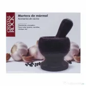 Mojar cu pistil, din marmura, diametru 10cm, inaltime 10.5cm, negru / ZTS 8044