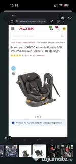 Scaun auto Nou Chicco isofix 360 negru