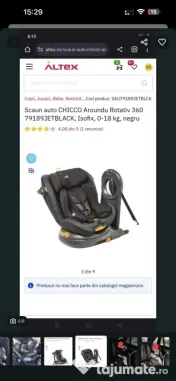 Scaun auto Nou Chicco isofix 360 negru 