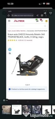 Scaun auto Nou Chicco isofix 360 negru 