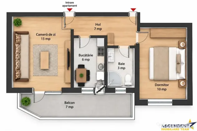Apartament 2 camere, decomandat, balcon si parcare, Vlahuta - Brasov (Brasov)