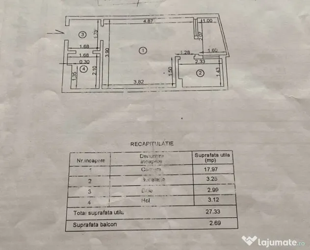 Garsoniera Hipodrom Pietatii, confort 1, La Cheie, Mobilata. - Braila (Braila)