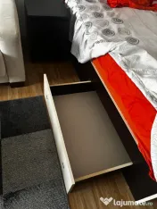 Set mobila - dormitor tineret complet - pat cu ladă, dulap, birou și comodă