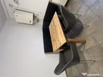Set mobilier cuier, masuta de cafea, masa de bucatarie si coltar.
