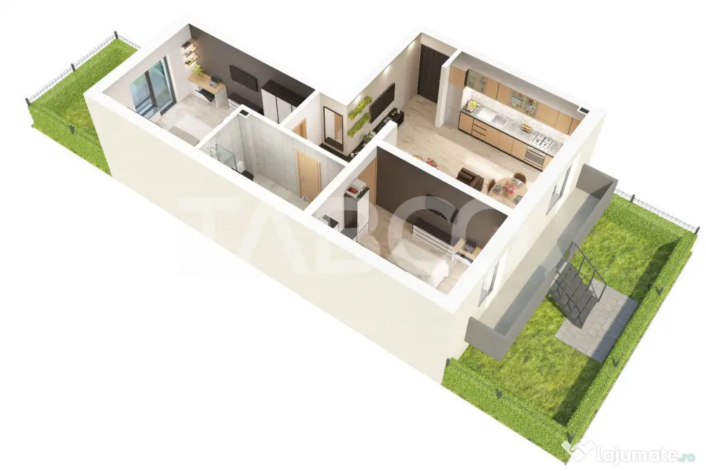 Apartament cu gradina si 3 camere decomandate de vanzare Doa - Sibiu (Sibiu)
