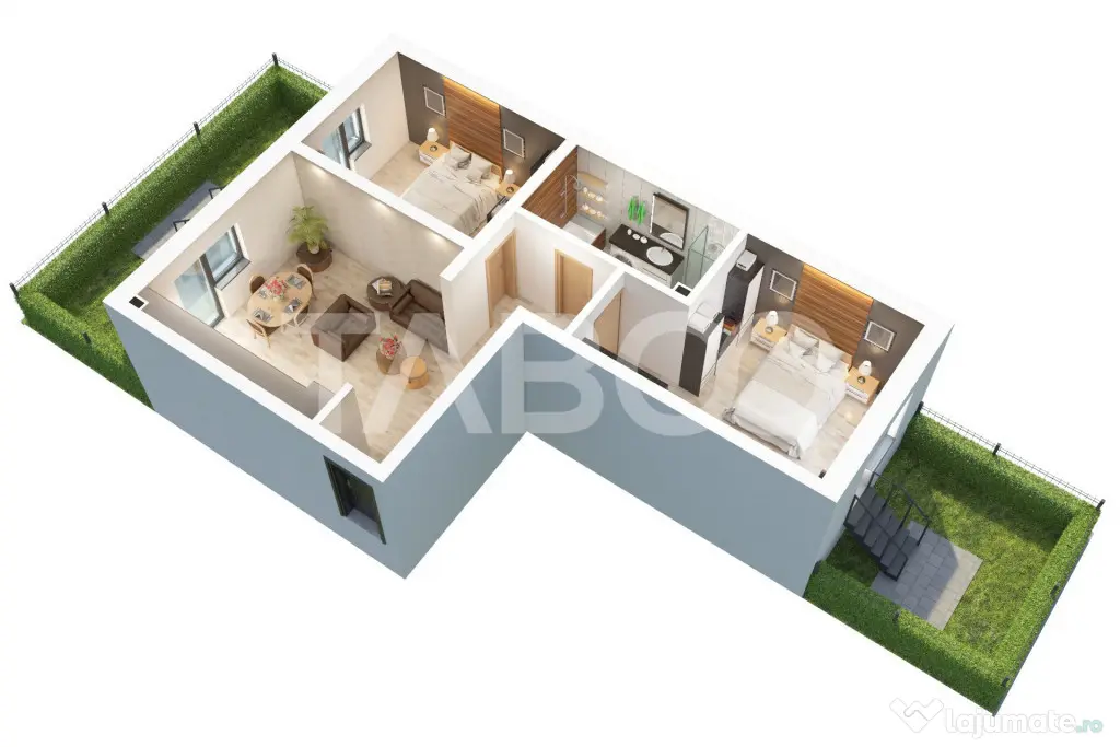 Apartament cu gradina si 3 camere decomandate de vanzare Doa - Sibiu (Sibiu)
