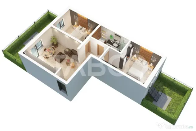 Apartament cu gradina si 3 camere decomandate de vanzare Doa - Sibiu (Sibiu)