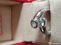 Inel unicat “You and Me” aur masiv cu acvamarin aquamarin lucrat manual 