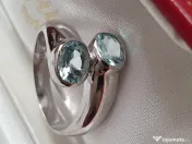 Inel unicat “You and Me” aur masiv cu acvamarin aquamarin lucrat manual 