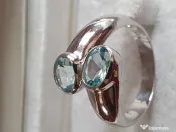 Inel unicat “You and Me” aur masiv cu acvamarin aquamarin lucrat manual 