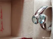 Inel unicat “You and Me” aur masiv cu acvamarin aquamarin lucrat manual 