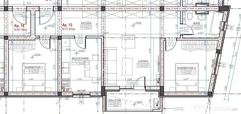 Apartament nou cu 3 camere de vanzare, bucatarie inchisa, Calea Urseni - Giroc (Timis)
