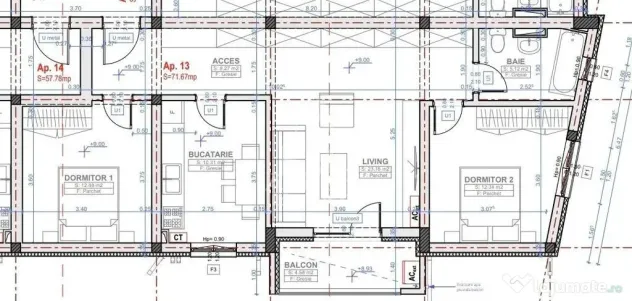 Apartament nou cu 3 camere de vanzare, bucatarie inchisa, Calea Urseni - Giroc (Timis)