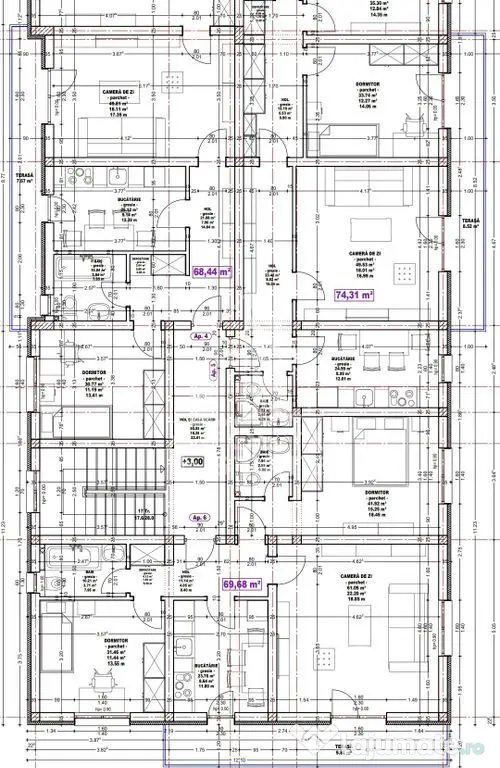 Apartament nou de vanzare cu 3 camere si 2 bai, 75 mpu, Calea Urseni - Giroc (Timis)