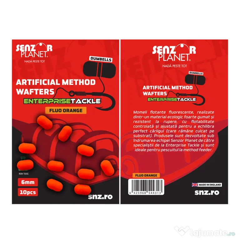 SENZOR PLANET ARTIFICIAL METHOD WAFTERS DUMBELLS ENTERPRISE TACKLE FLUO ORANGE 6mm