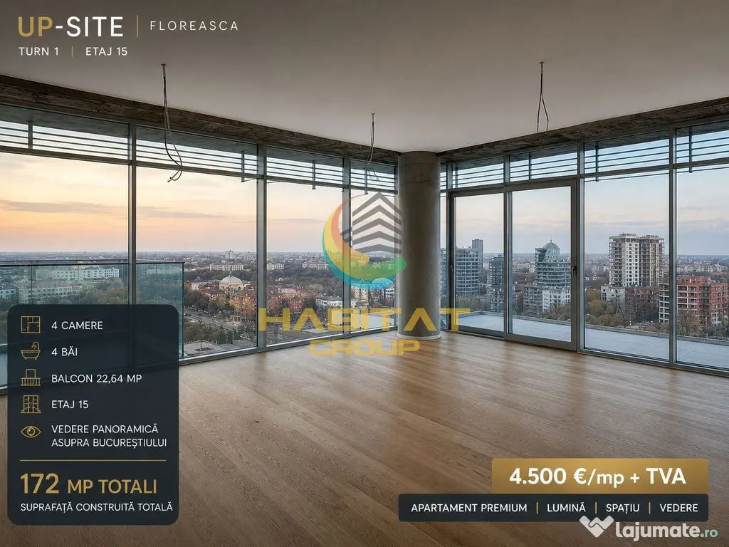 UP-SITE Floreasca | 4 Camere | 172 mp | Etaj 15 | Vedere Panoramică | 936.540 € - Bucuresti (Bucuresti-Ilfov)