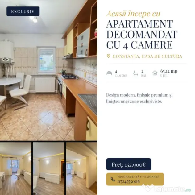 Apartament decomandat cu 4 camere de vânzare în zona Casa - Constanta (Constanta)