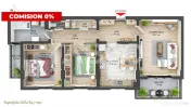 Apartament decomandat 3 camere 85 mpu 2 balcoane 2 bai Rahov 