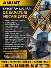 Săpături șanțuri, fundații, terenuri 