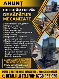 Săpături șanțuri, fundații, terenuri