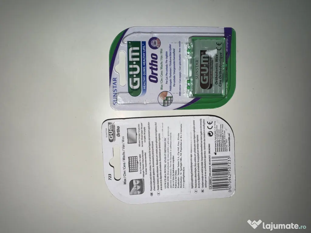 Set 2 cutii ceară ortodontică GUM Ortho pentru aparat dentar (NOI)