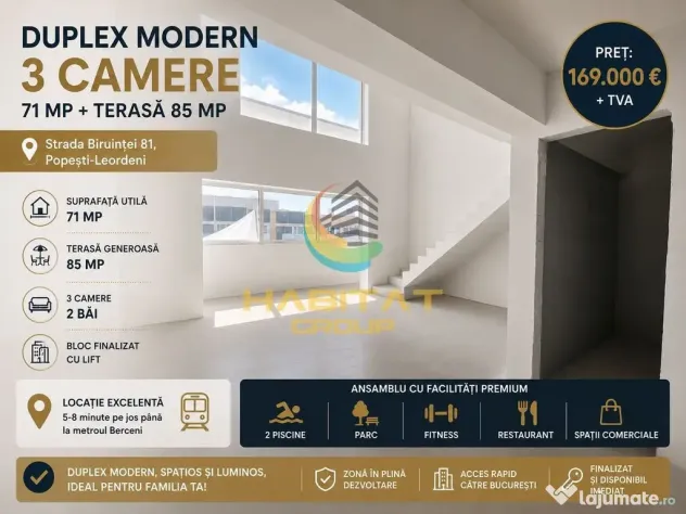 Vânzare Apartament DUPLEX 156 mp - Popești Leordeni / Strada Biruinței - Popesti Leordeni (Bucuresti-Ilfov)