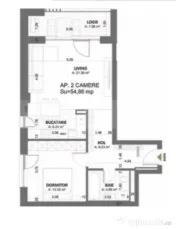 Apartament 2 camere, 62 mp, spațiu de birou, Torontal 