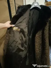 Haina de blana astrahan lunga,maro,cu guler lung ,negru de nurca 